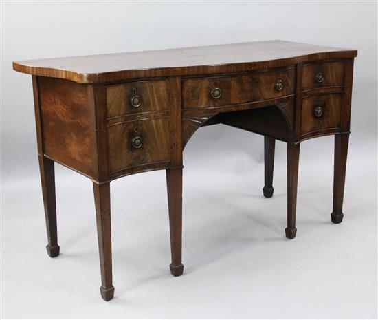 A George III mahogany serpentine sideboard, W.5ft 1in. D.2ft 2in. H.3ft